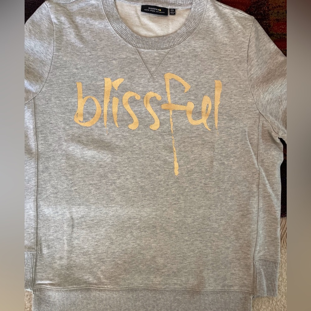 Kate spade Saturday Cotton Sweatshirt Short Sleeve Gray and Gold Size M